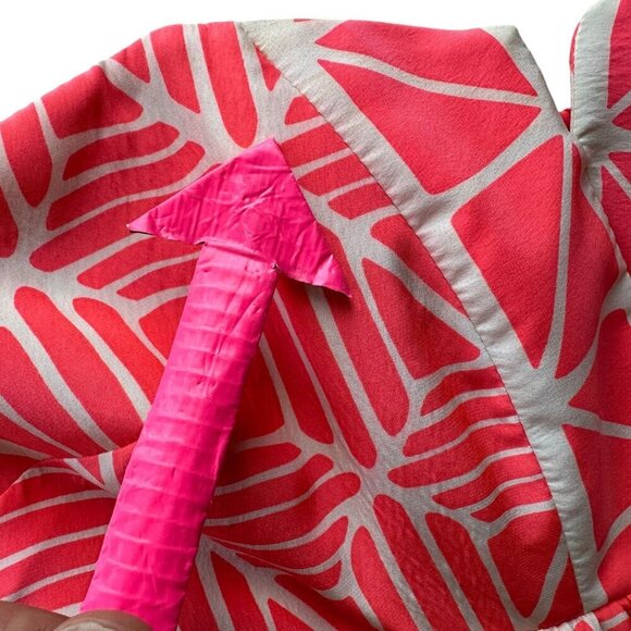 Alice & Trixie Silk Strapless Geometric Neon Pink Cream Maxi Dress Small - Picture 6 of 8